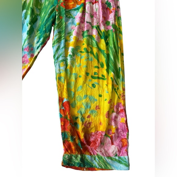 JAMS WORLD - Vintage Pants Womens Wide Leg Crop Floral Tropical bouquet burst - Picture 3 of 8